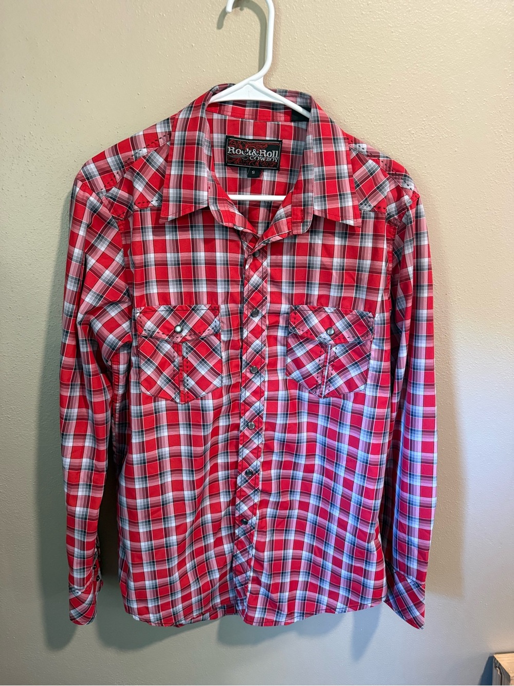 Rock & Roll Cowboy Red Plaid Button-Down Shirt